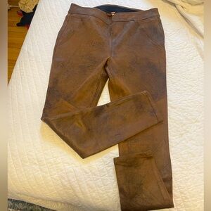 Free People Distressed “Leather” Leggings with Elastic Waist